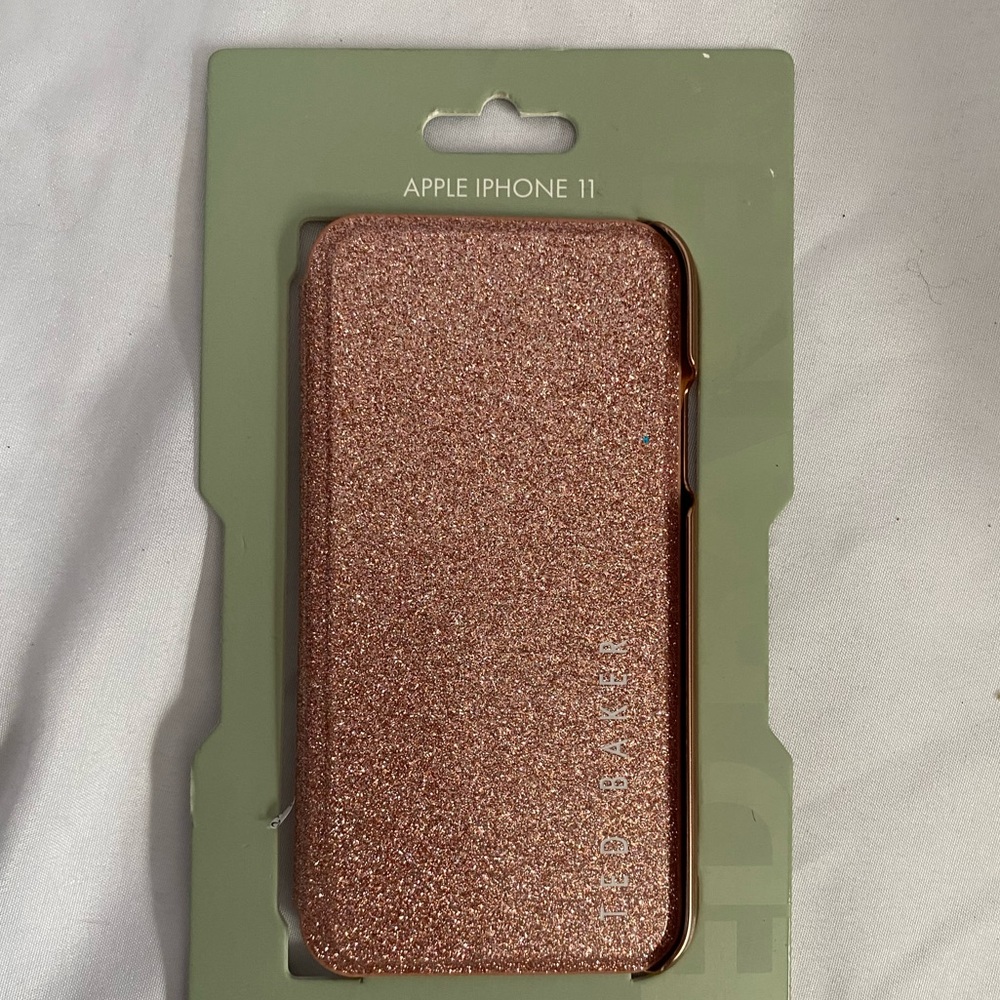 Ted Baker I phone gold tone / gold sparkle case new